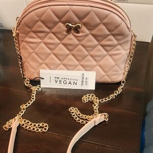 Vegan Quilted Pink Crossbody Bag